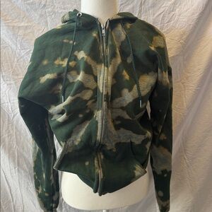 Green Tie-Dye Zip-Up Hoodie